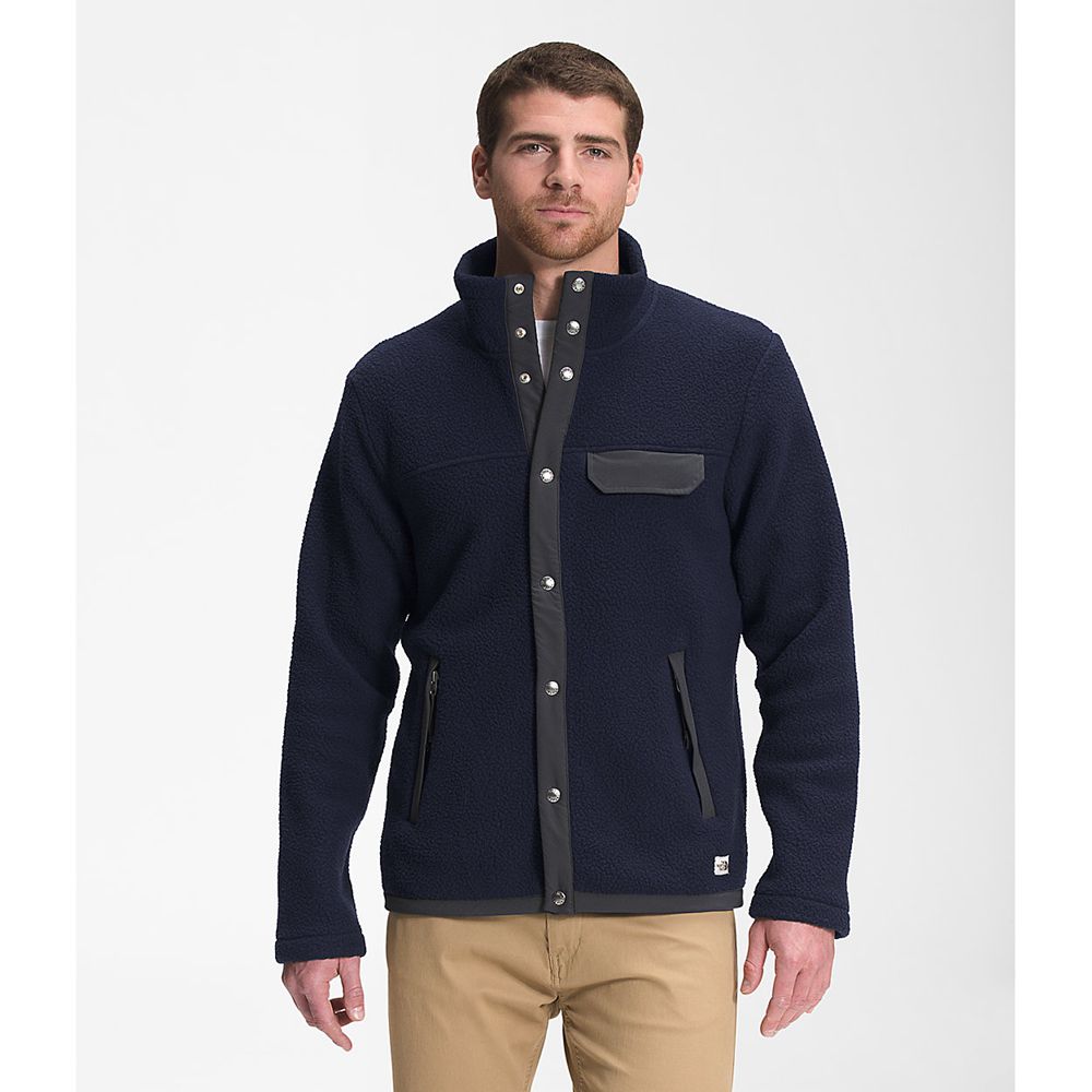 The North Face Fleece Jacket Mens Australia - The North Face Cragmont Snap Front Navy / Grey (PQF-62